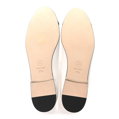 Calfskin Grosgrain Cap Toe CC Ballerina Flats 39.5 Ivory Black