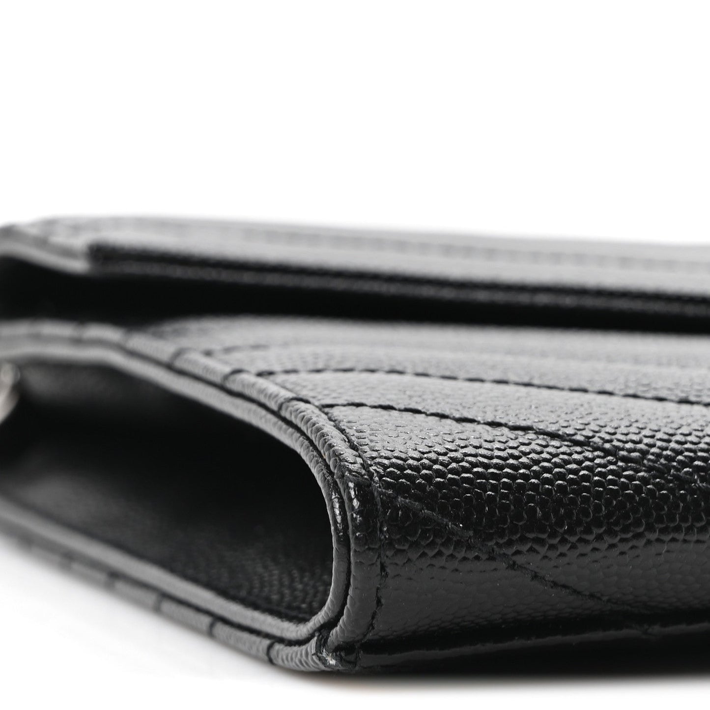 Grain De Poudre Matelasse Chevron Monogram Envelope Clutch Black