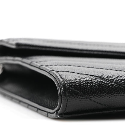 Grain De Poudre Matelasse Chevron Monogram Envelope Clutch Black