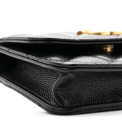 Caviar Quilted Belt Bag With Charms On Chain Black