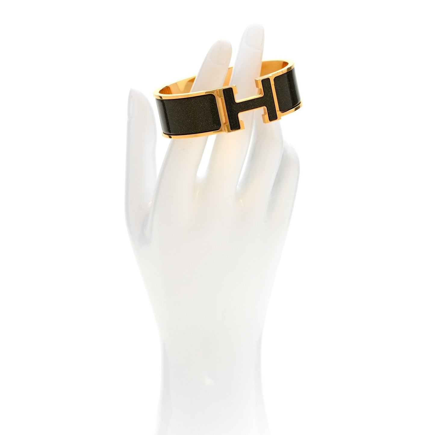 Enamel Glitter Wide Clic Clac H Bracelet GM Black Dore