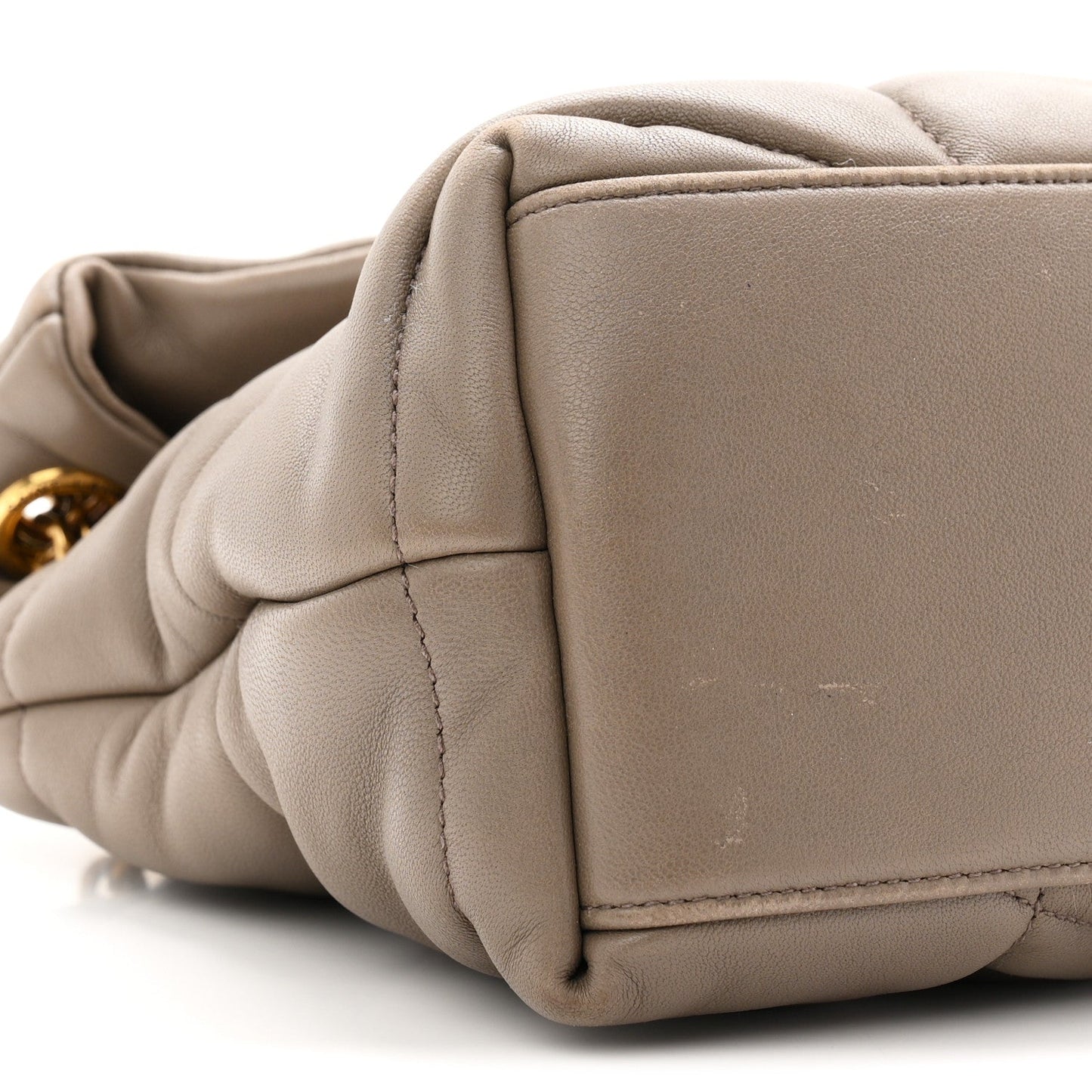Lambskin Quilted Small Loulou Puffer Monogram Chain Satchel Dusty Grey