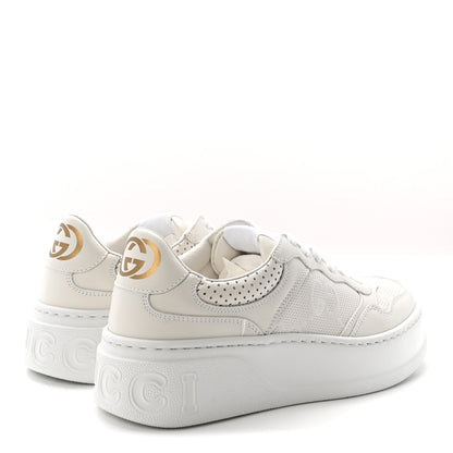 Calfskin GG Tennis Embossed Perforated Womens Platform 55mm Sneakers 36 Great White