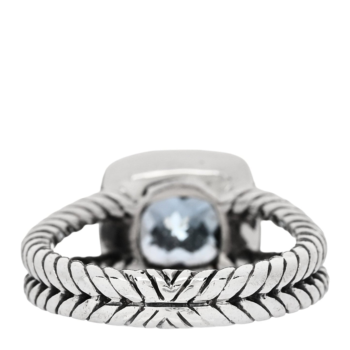 Sterling Silver Diamond Blue Topaz 7mm Petite Albion Ring 53 6.5