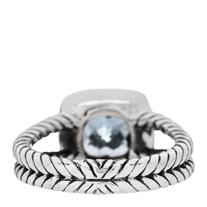 Sterling Silver Diamond Blue Topaz 7mm Petite Albion Ring 53 6.5