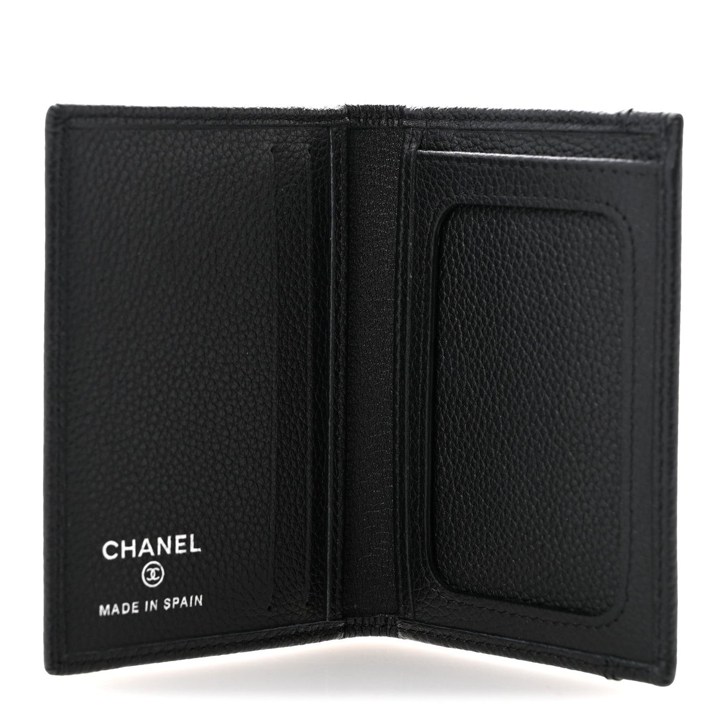 Grained Calfskin Brilliant Card Holder Black