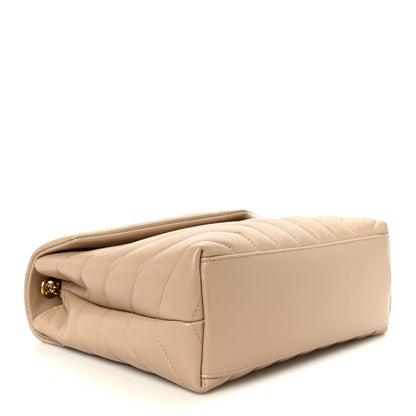 Calfskin Y Quilted Monogram Small Loulou Chain Satchel Dark Beige