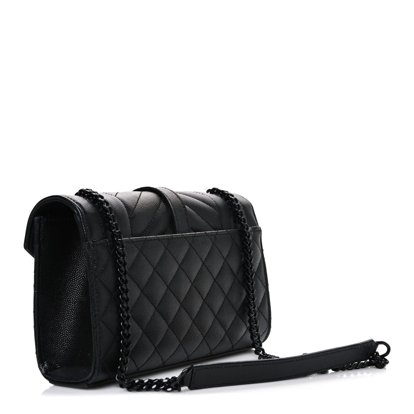 Grain De Poudre Textured Mixed Matelasse Triquilt Small Monogram Monochrome Satchel Black