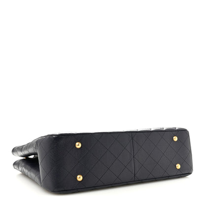 Caviar Quilted Large CC Shopping Tote Navy