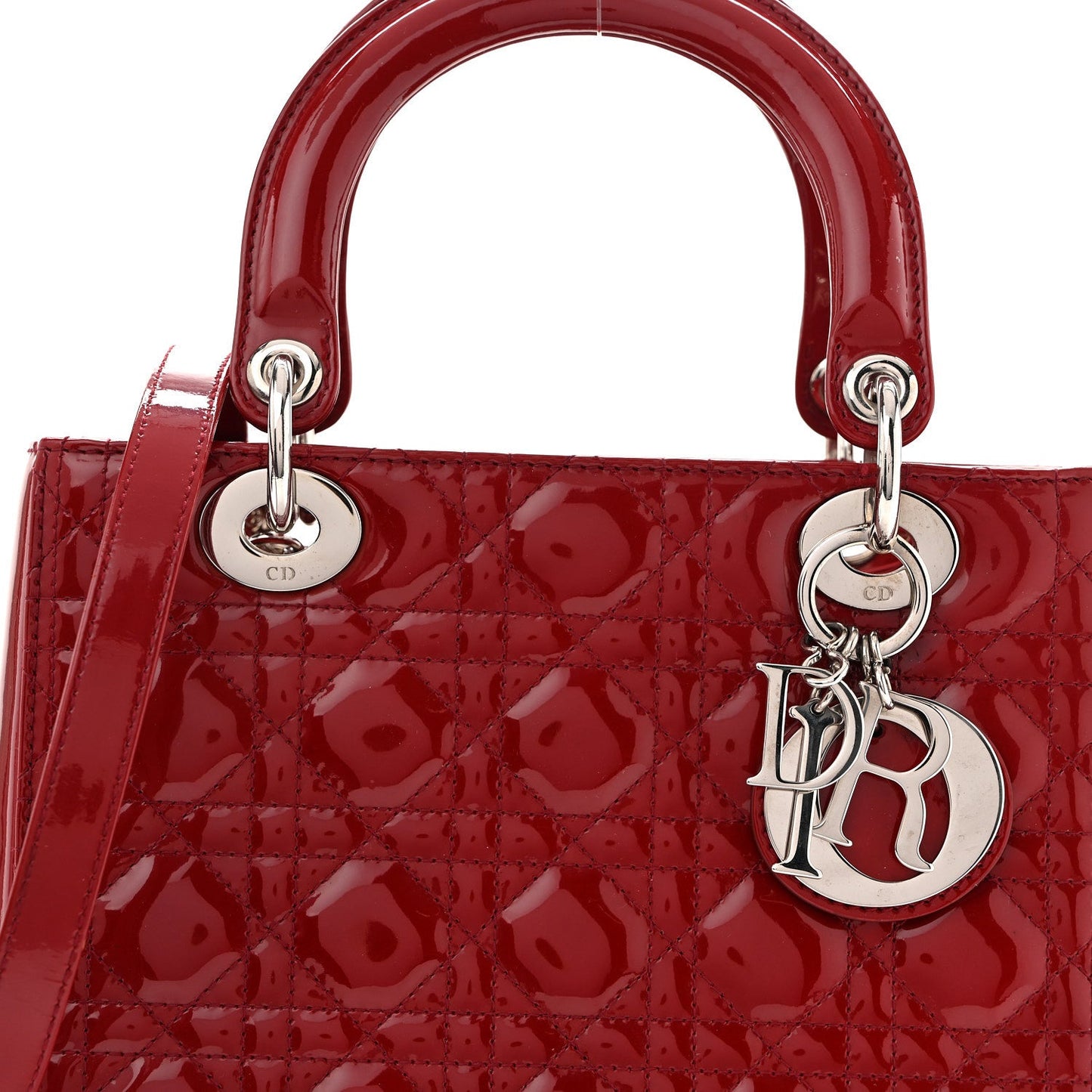 Patent Cannage Medium Lady Dior Red