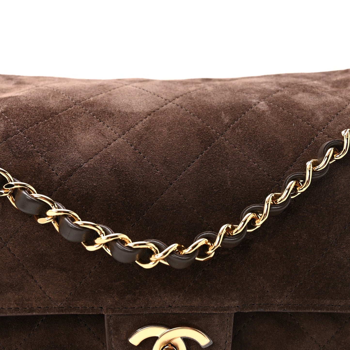 Suede Calfskin Small Souplissimo Maxi Flap Dark Brown