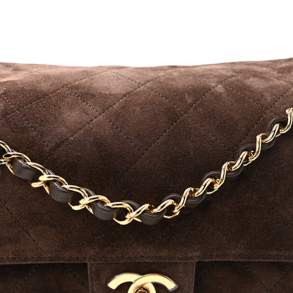 Suede Calfskin Small Souplissimo Maxi Flap Dark Brown