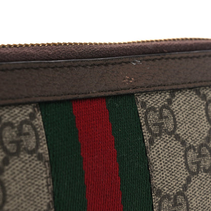 GG Supreme Monogram Web Ophidia Zip Around Wallet Brown
