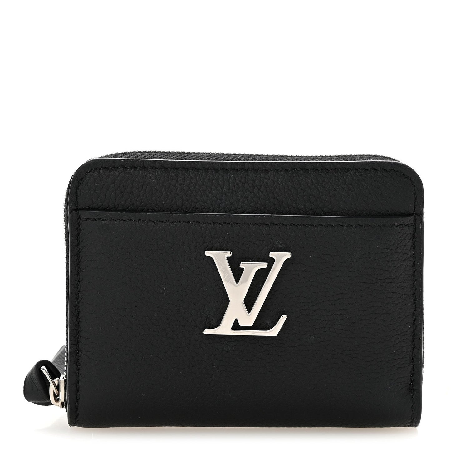 Calfskin Lockme Zippy Coin Purse Black