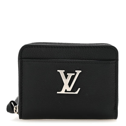 Calfskin Lockme Zippy Coin Purse Black