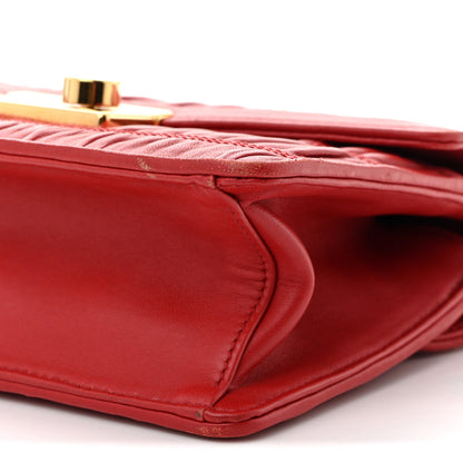 Nappa Gaufre Sound Flap Crossbody Shoulder Bag Red