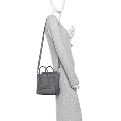 Drummed Calfskin Nano Luggage Kohl
