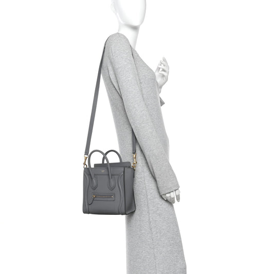 Drummed Calfskin Nano Luggage Kohl
