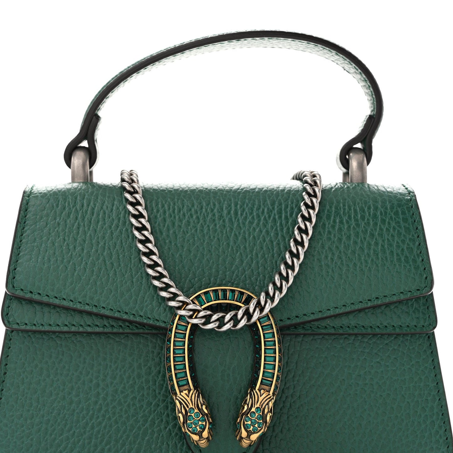 Dollar Calfskin Crystal Mini Dionysus Top Handle Bag Emerald