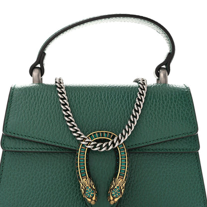 Dollar Calfskin Crystal Mini Dionysus Top Handle Bag Emerald