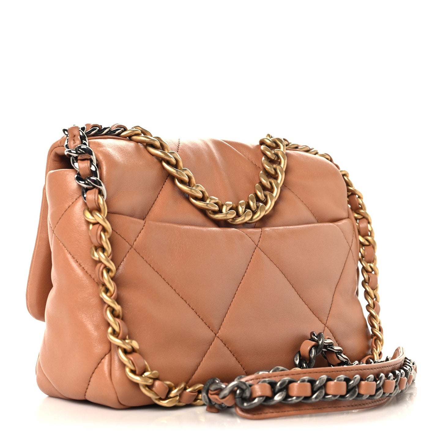 Lambskin Quilted Medium Chanel 19 Flap Brown