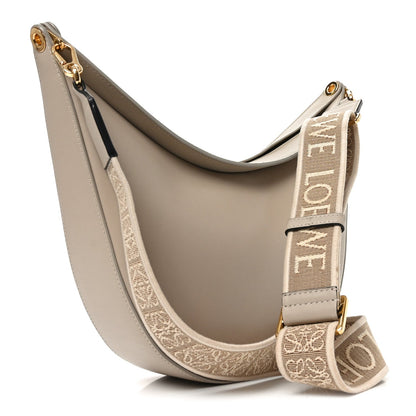 Satin Calfskin Jacquard Small Luna Bag Oat