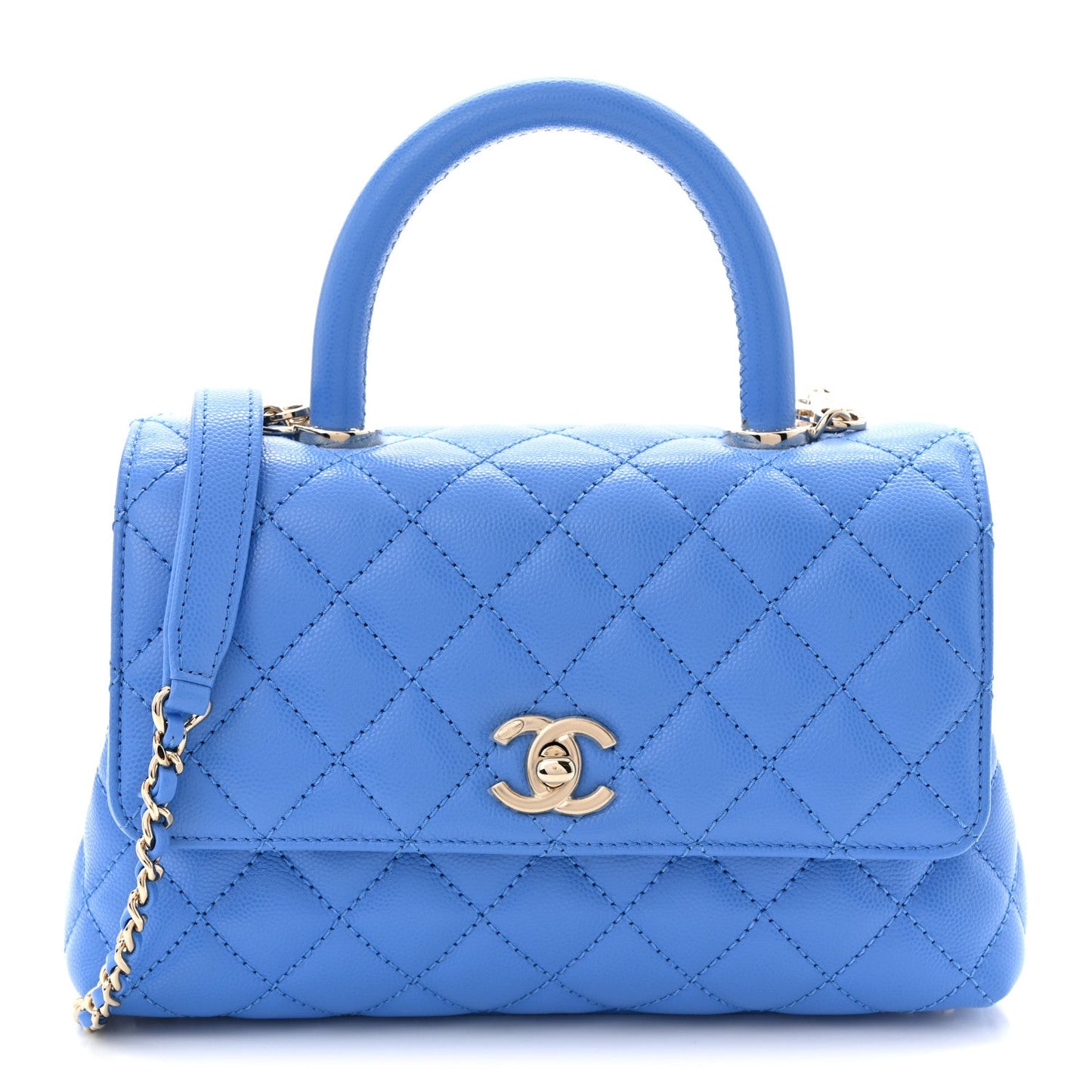 Caviar Quilted Mini Coco Handle Flap Blue