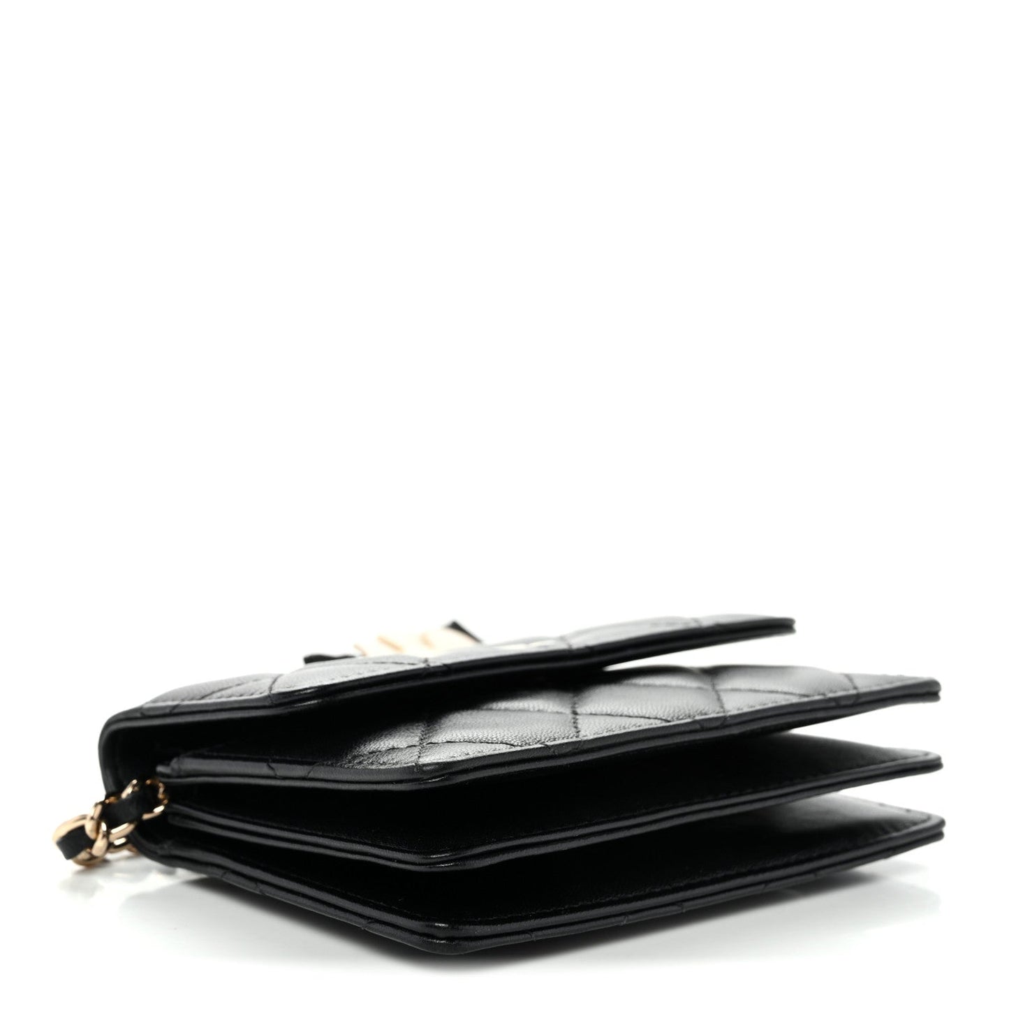Lambskin Quilted My Chanel Lady Card Holder On Chain Black