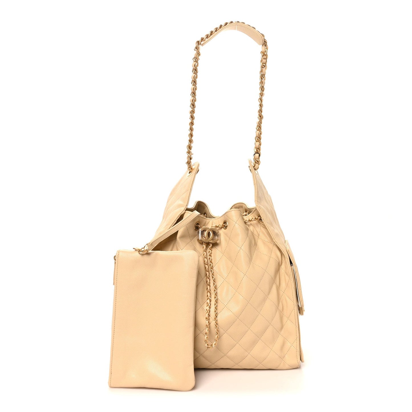 Caviar Quilted Medium Chanel 25 Handbag Beige