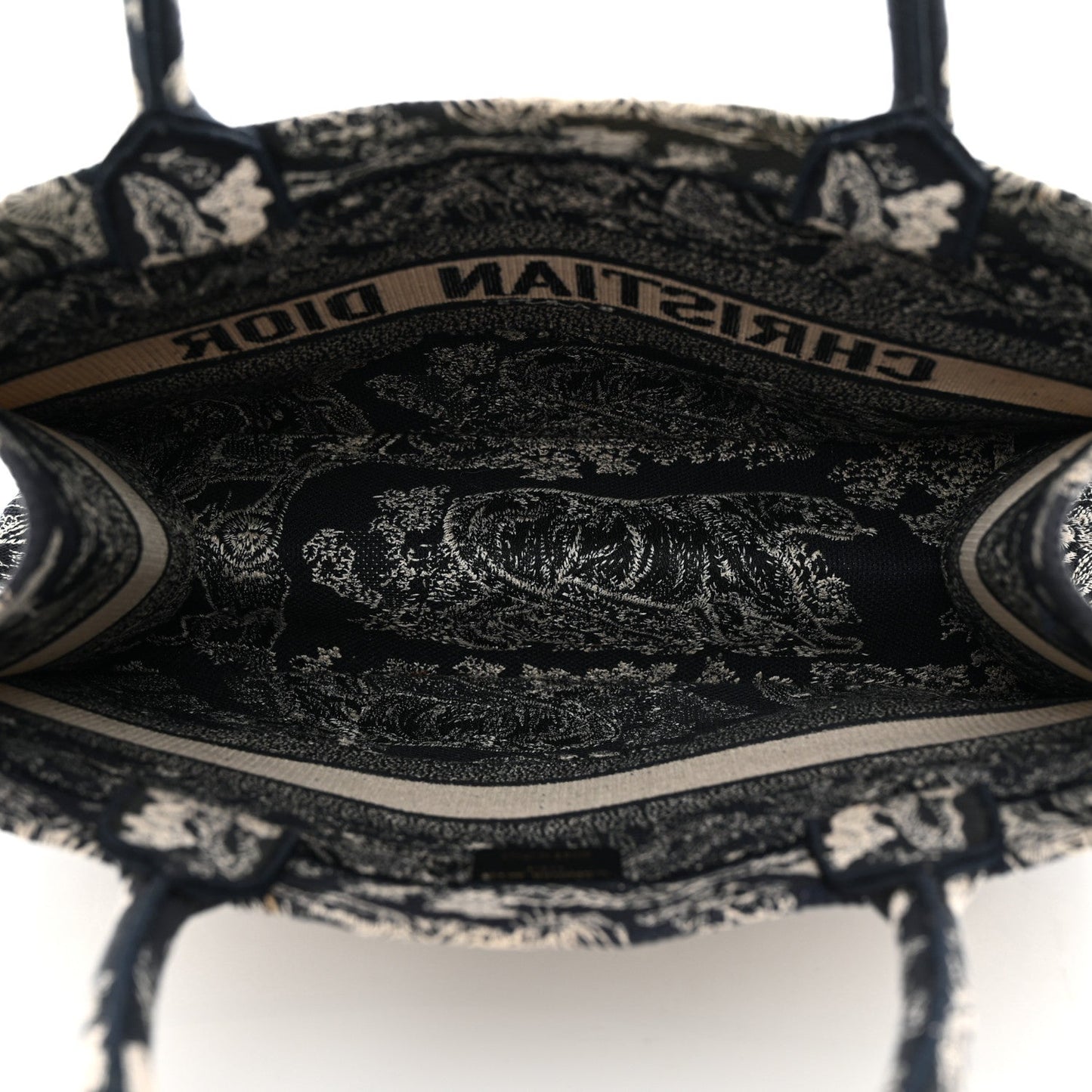 Canvas Embroidered Medium Dioriviera Toile De Jouy Reverse Book Tote Blue