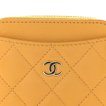Caviar Quilted Zip Card Holder Wallet Yellow