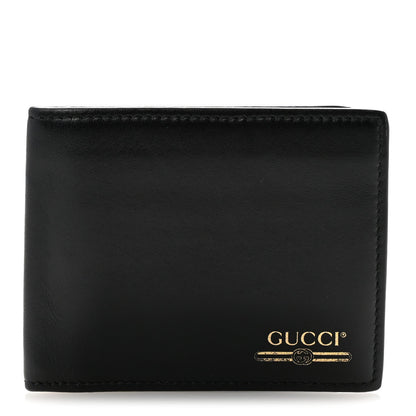 Plutone Calfskin Logo Bi-Fold Wallet Black