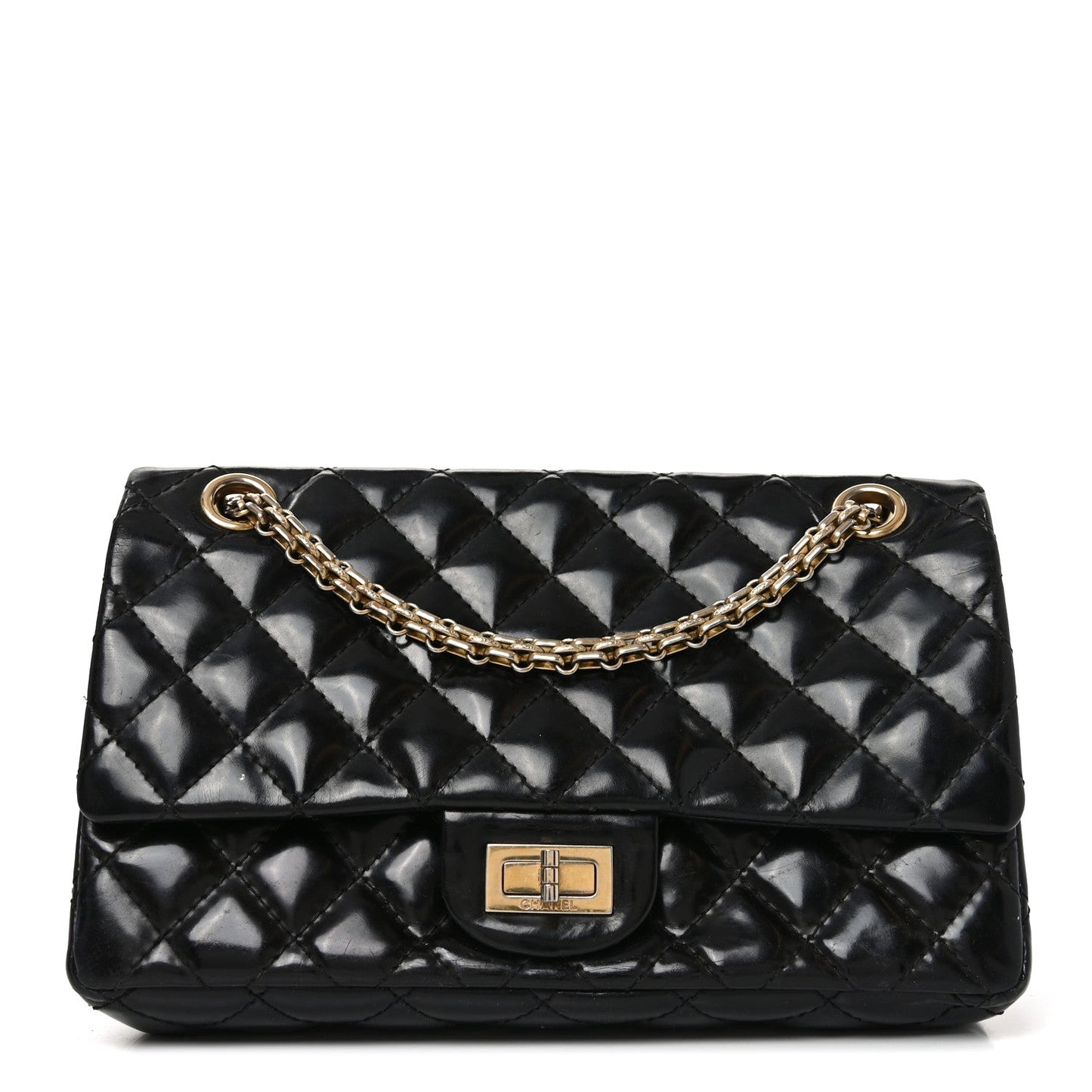 Patent Quilted Accordion Reissue 2.55 Flap Black