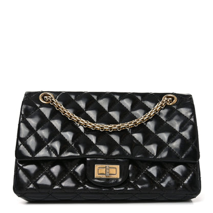 Patent Quilted Accordion Reissue 2.55 Flap Black