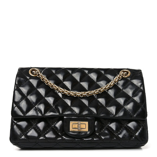 Patent Quilted Accordion Reissue 2.55 Flap Black