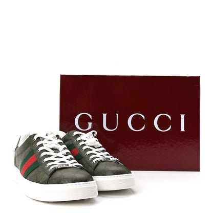 GG Supreme Monogram Web Mens New Ace Sneakers 9 Green