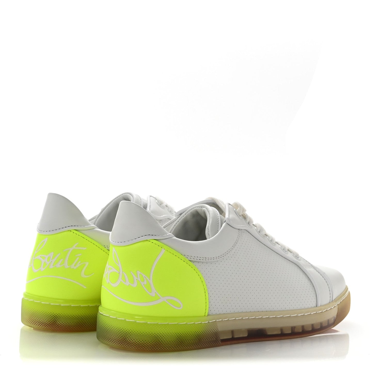 Calfskin Perforated Nappa Womens Fun Vieira Orlato Flat Sneakers 39 Bianco Fluo Yellow