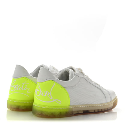 Calfskin Perforated Nappa Womens Fun Vieira Orlato Flat Sneakers 39 Bianco Fluo Yellow