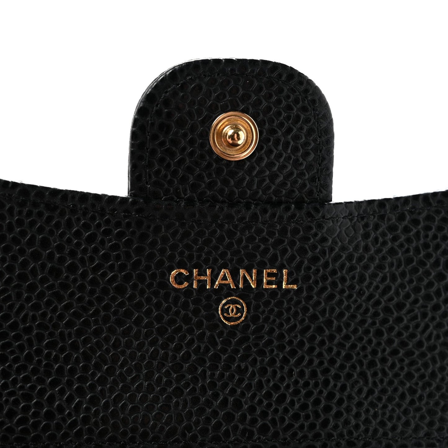 Caviar Quilted Compact Flap Wallet Black