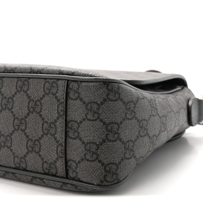 Tender GG Supreme Monogram Textured Dollar Calfskin Ophidia Messenger Bag Grey Black Graphite Grey