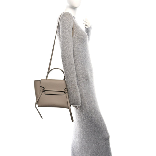 Grained Calfskin Micro Belt Bag Light Taupe