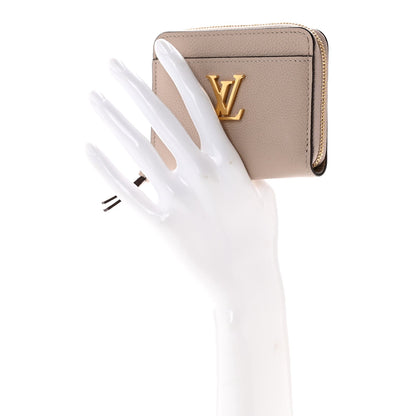 Calfskin Lockme Zippy Coin Purse Greige