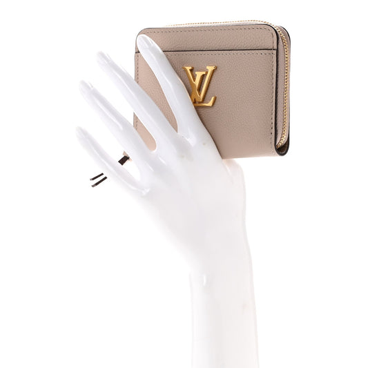 Calfskin Lockme Zippy Coin Purse Greige