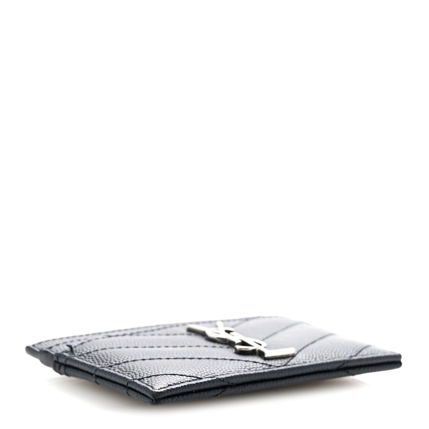 Grain De Poudre Matelasse Chevron Monogram Credit Card Case Deep Marine