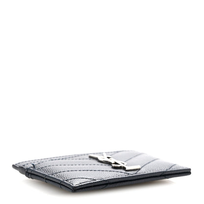 Grain De Poudre Matelasse Chevron Monogram Credit Card Case Deep Marine