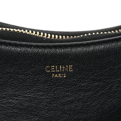 Smooth Calfskin Medium Strap Ava Shoulder Bag Black Tan