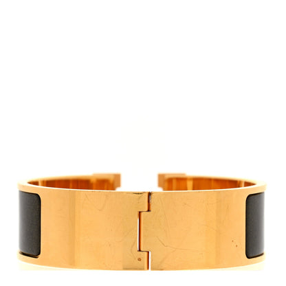 Enamel Glitter Wide Clic Clac H Bracelet GM Black Dore