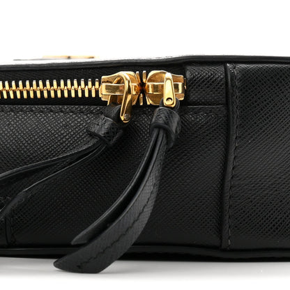 Saffiano Lux Odette Heart Crossbody Black