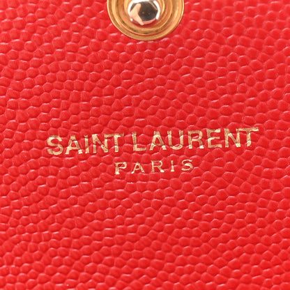 Grain De Poudre Matelasse Chevron Monogram Flap Wallet Red