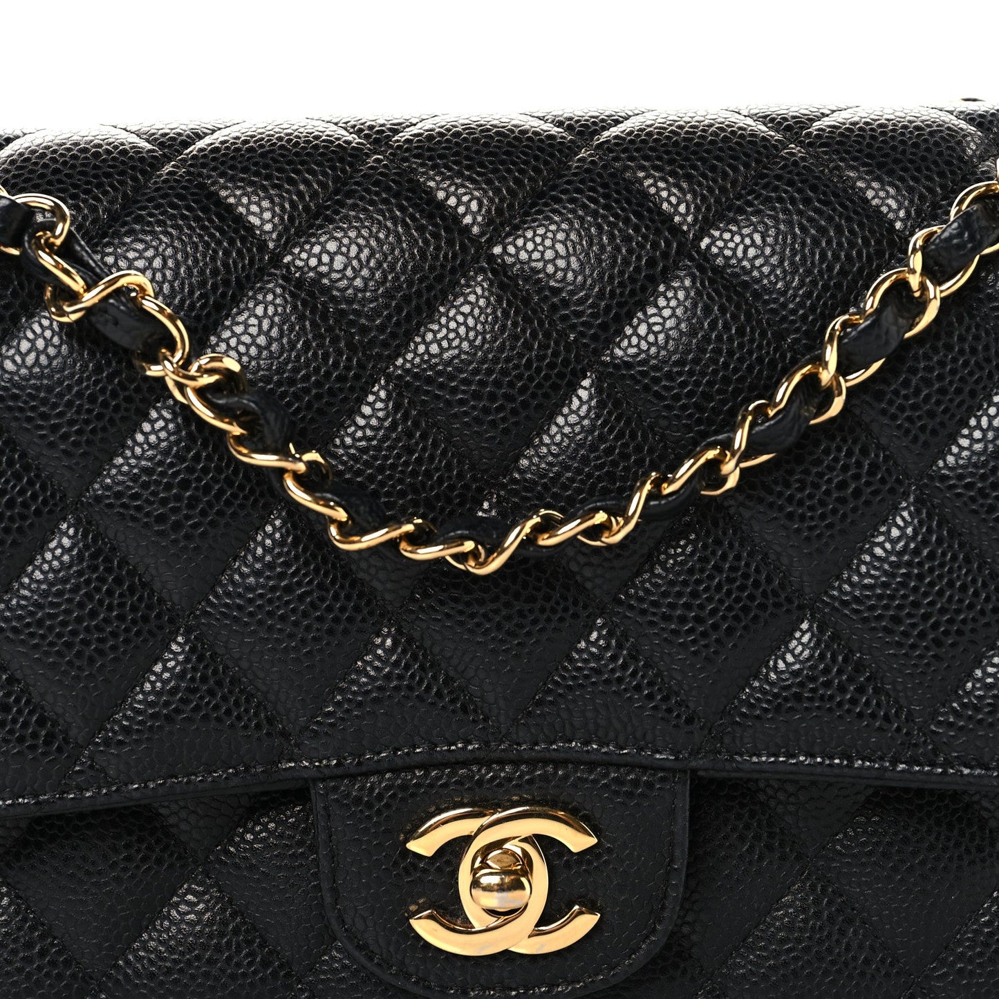 Caviar Quilted Medium Double Flap Black